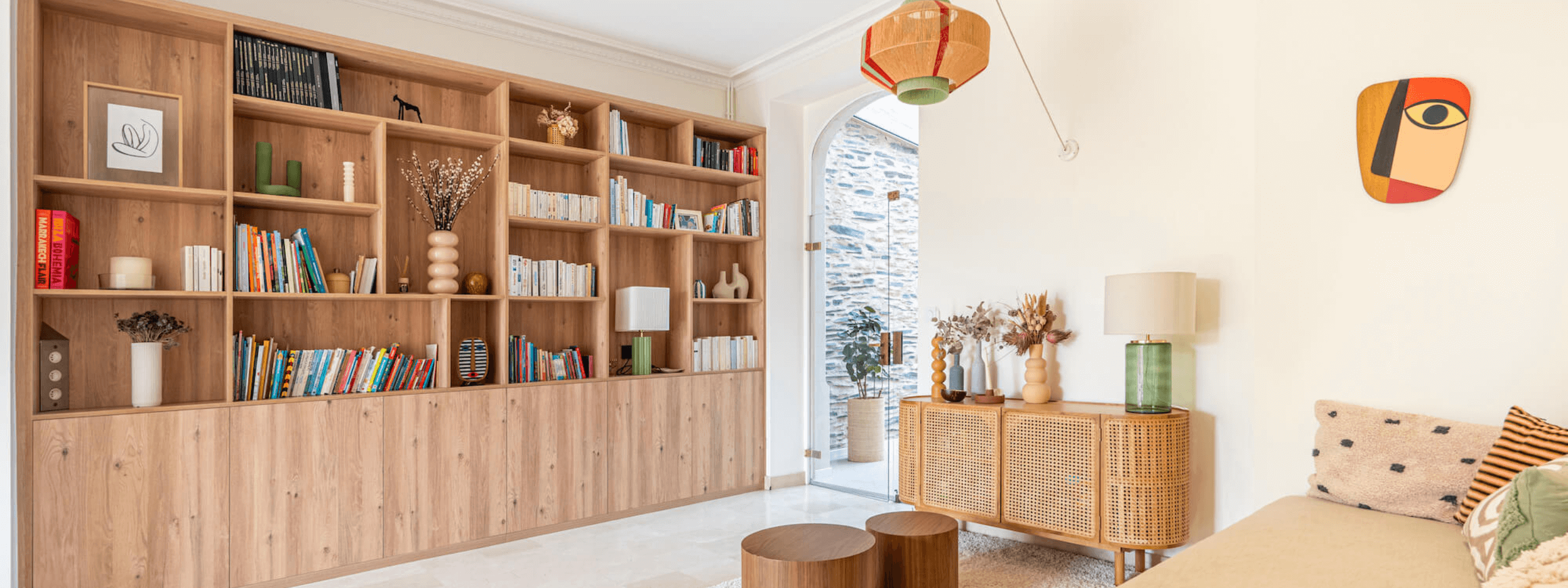 Meuble bibliothèque sur mesure haut de gamme en bois